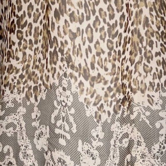 Daytrip Shirt Women Medium Brown Cheetah Print Mixed Print Tank Top Sheer Casual - Picture 6 of 8